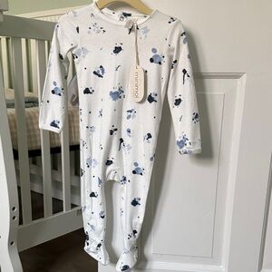 NWTMinimoi by MeMoi Baby Pointelle Abstract Winter White Watercolor Print Footie